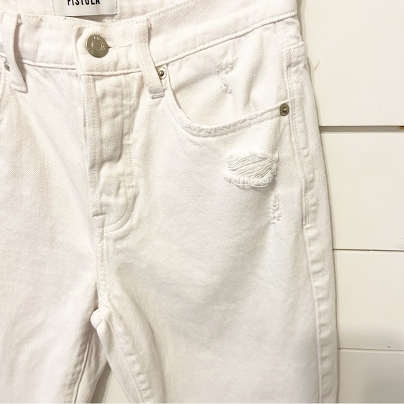 Pistola | High Rise White Copped Distressed Hem Jeans Size 24 - Picture 7 of 14